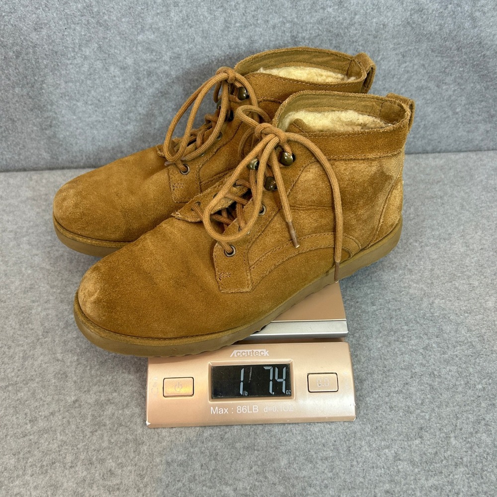 UGG Bethany Neumel Boots Chestnut Brown Suede Shearling Lace Up Women Size 9 - Picture 11 of 12